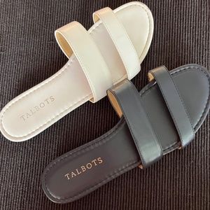 Two (2) pair summer Talbots Slides - Navy and White